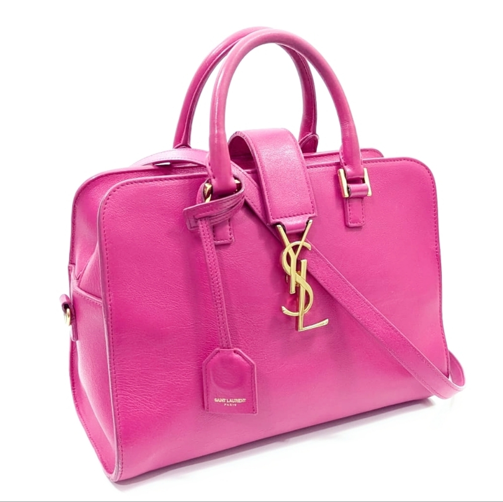 ✨️💎Authentic YSL Yves Saint Laurent Baby cabas Hot Pink Crossbody Bag - Picture 7 of 16